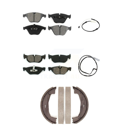 Front Rear Semi-Metallic Disc Brake Pads And Wear Sensors Kit (5Pc) For BMW 323i 328i KSW-100691