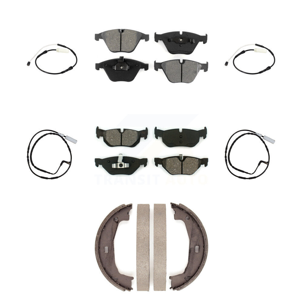 Front Rear Semi-Metallic Disc Brake Pads And Wear Sensors Kit (7Pc) For BMW 323i 328i KSW-100694