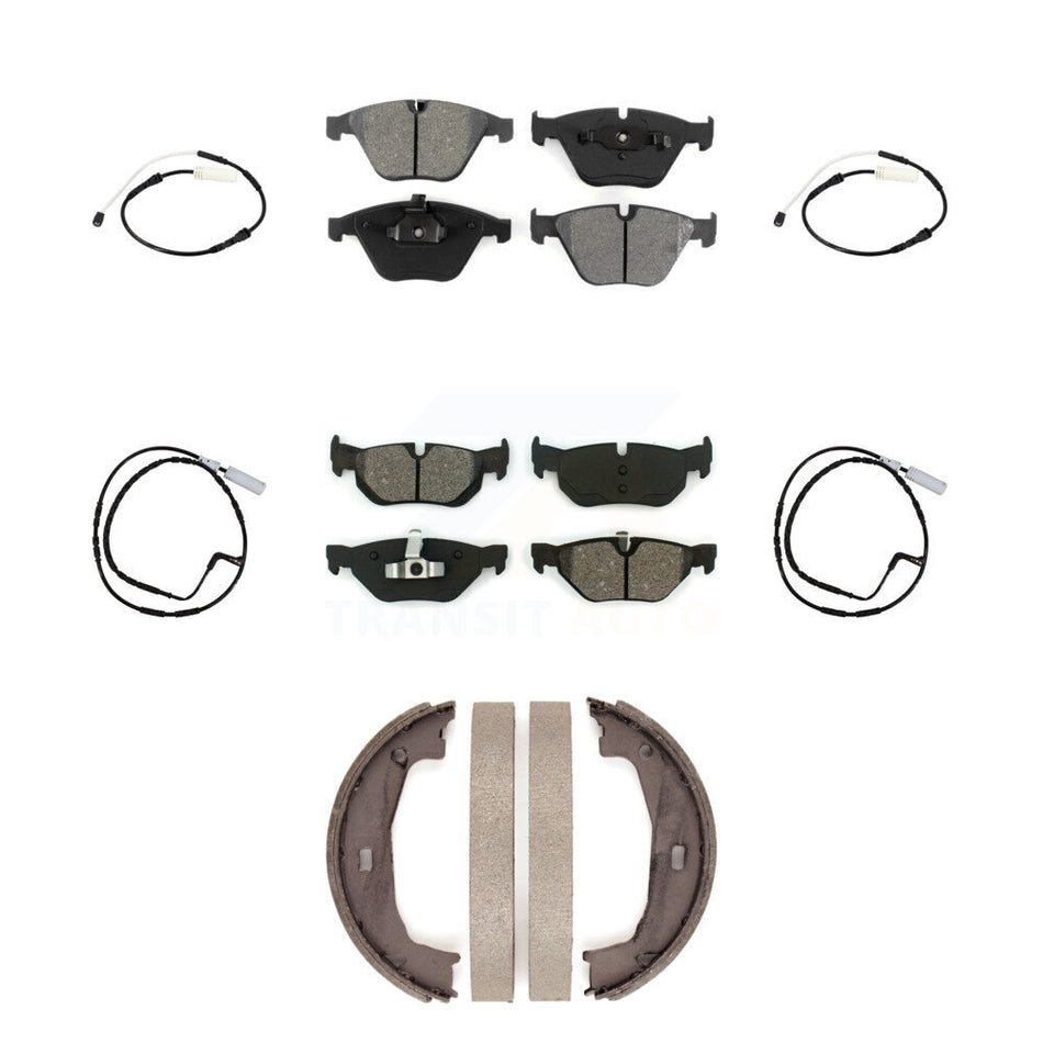Front Rear Semi-Metallic Disc Brake Pads And Wear Sensors Kit (7Pc) For BMW 323i 328i KSW-100694