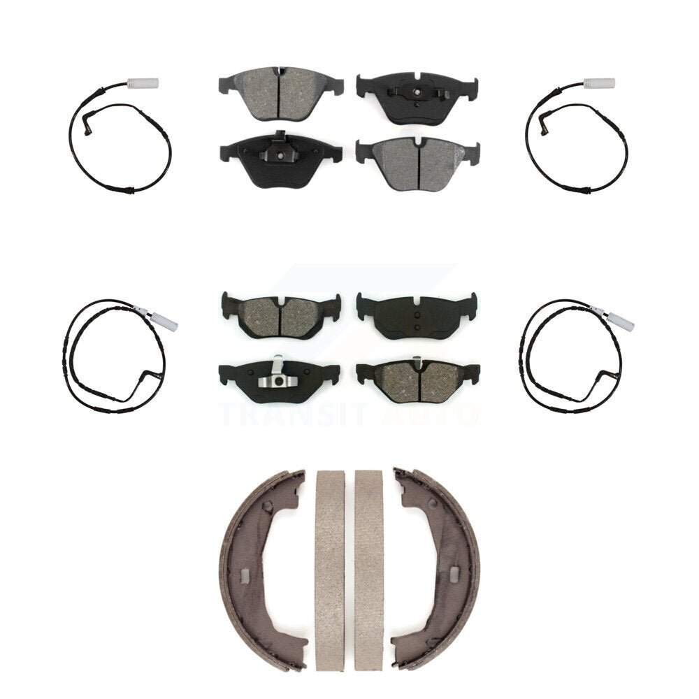 Front Rear Semi-Metallic Disc Brake Pads And Wear Sensors Kit (7Pc) For BMW 328i 323i KSW-100695