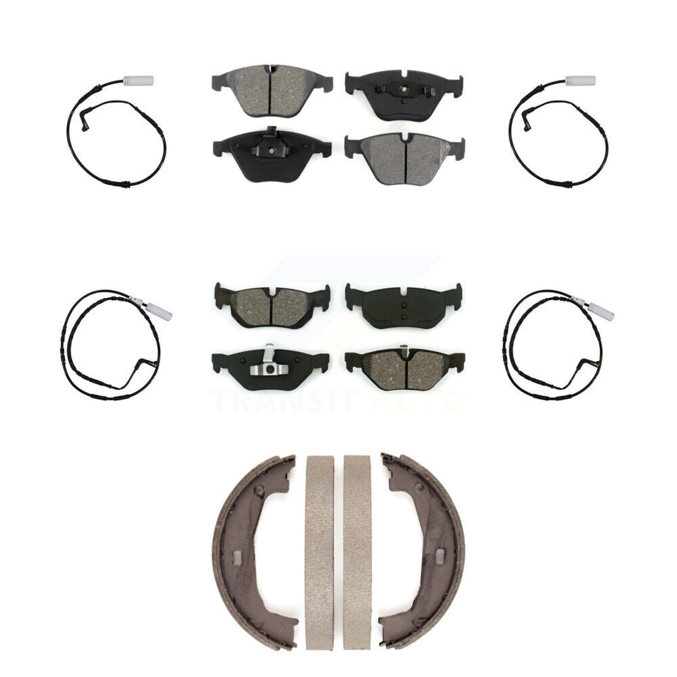 Front Rear Semi-Metallic Disc Brake Pads And Wear Sensors Kit (7Pc) For BMW 328i 323i KSW-100695