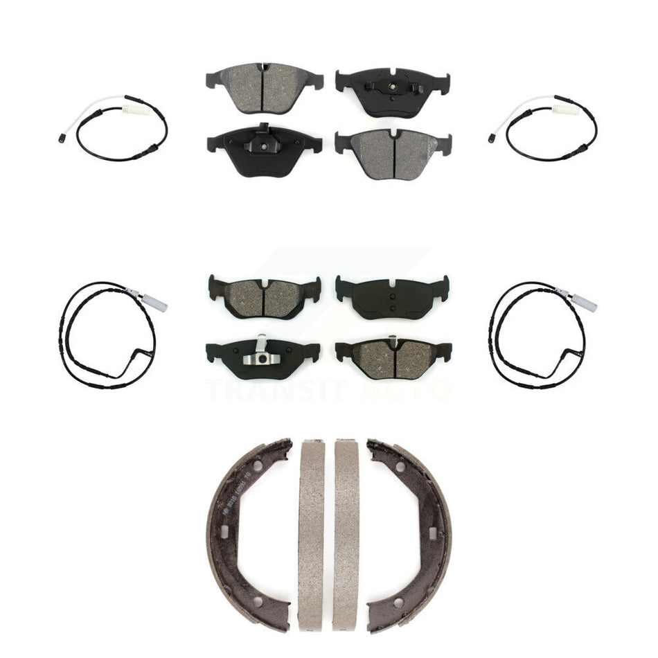 Front Rear Semi-Metallic Disc Brake Pads And Wear Sensors Kit (7Pc) For BMW 328i KSW-100696