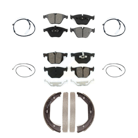 Front Rear Semi-Metallic Disc Brake Pads And Wear Sensors Kit (7Pc) For BMW 335i xDrive KSW-100697