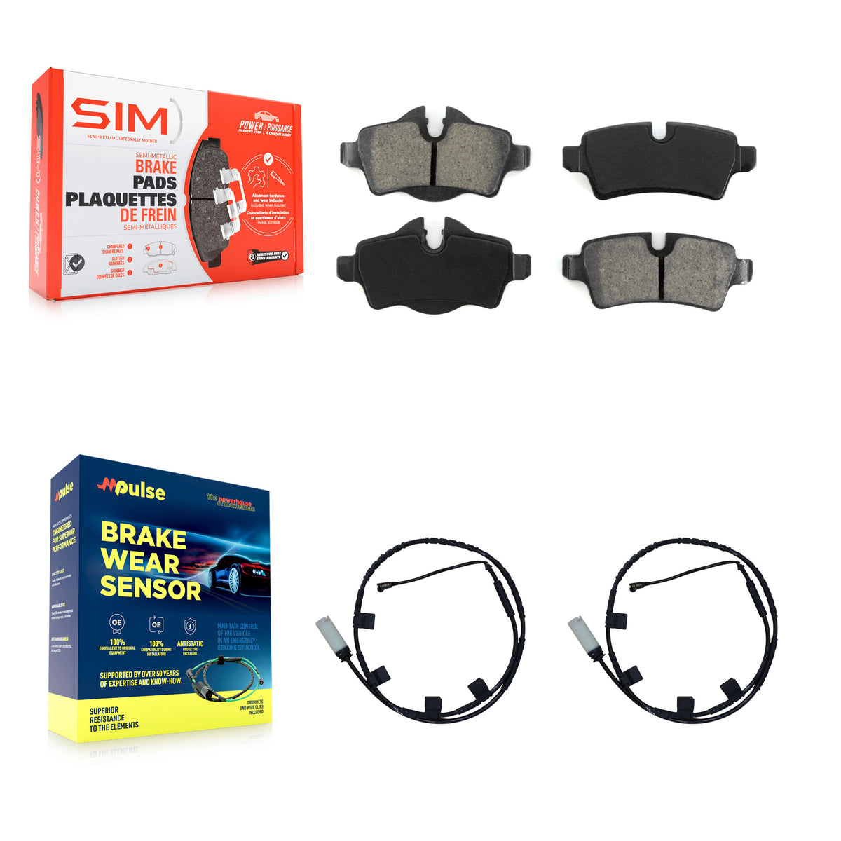 Rear Semi-Metallic Disc Brake Pads And Wear Sensors Kit For Mini Cooper KSW-100705