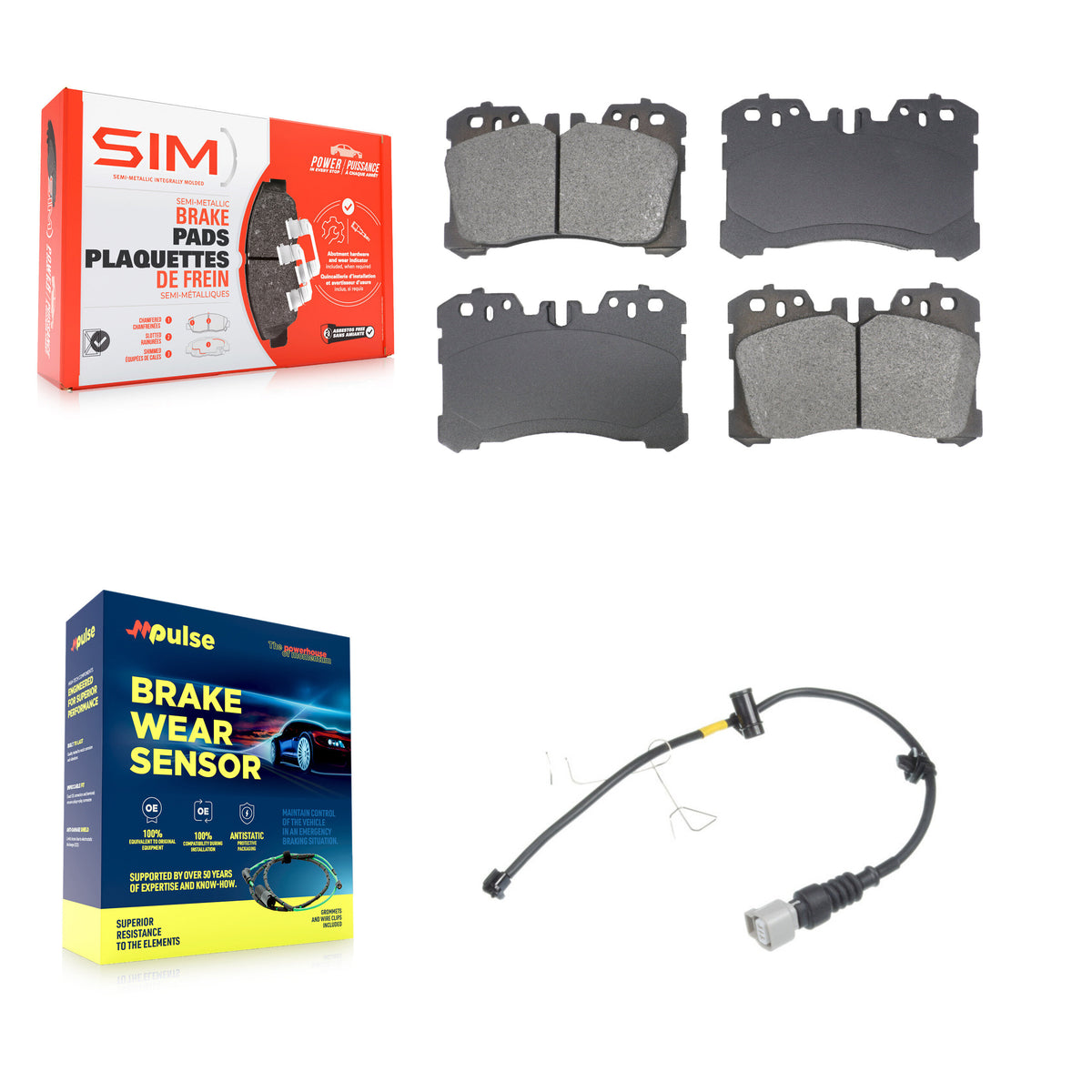 Front Semi-Metallic Disc Brake Pads And Wear Sensors Kit For Lexus LS500 LS500h KSW-100711