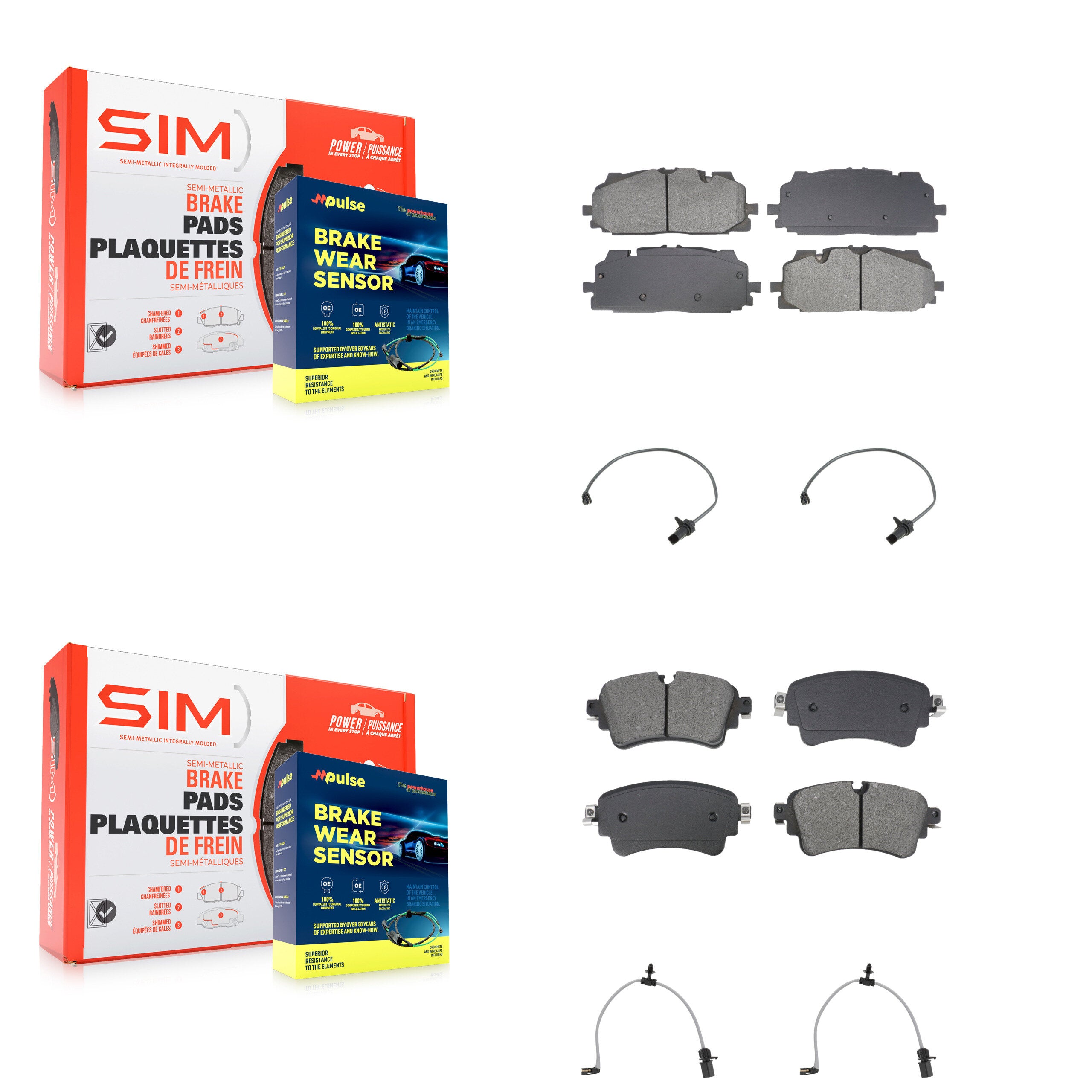 Front Rear Semi-Metallic Disc Brake Pads Wear Sensor Kit For Audi A6 Quattro A7 Sportback KSW-100714