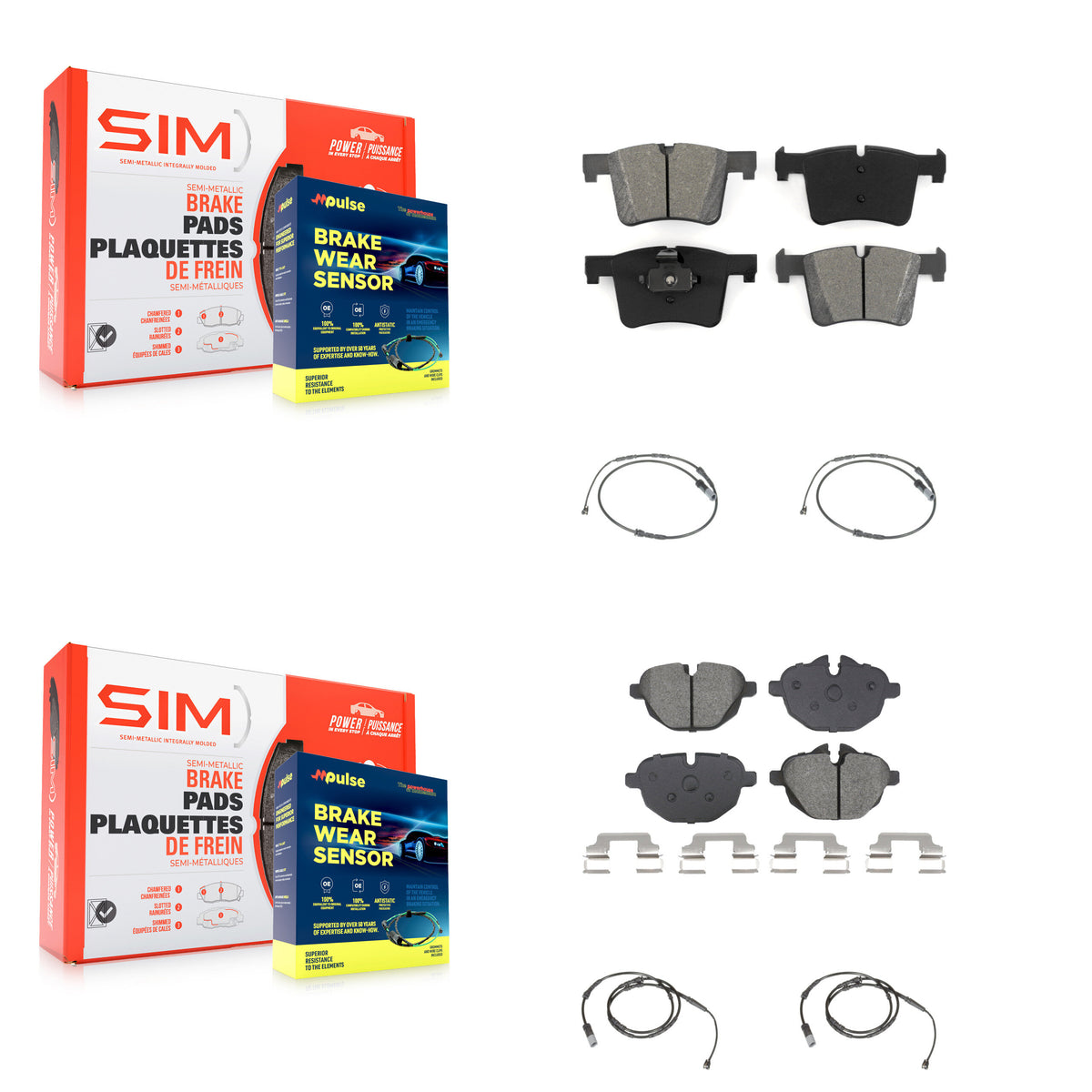 Front Rear Semi-Metallic Disc Brake Pads And Wear Sensors Kit For BMW X3 X4 KSW-100719