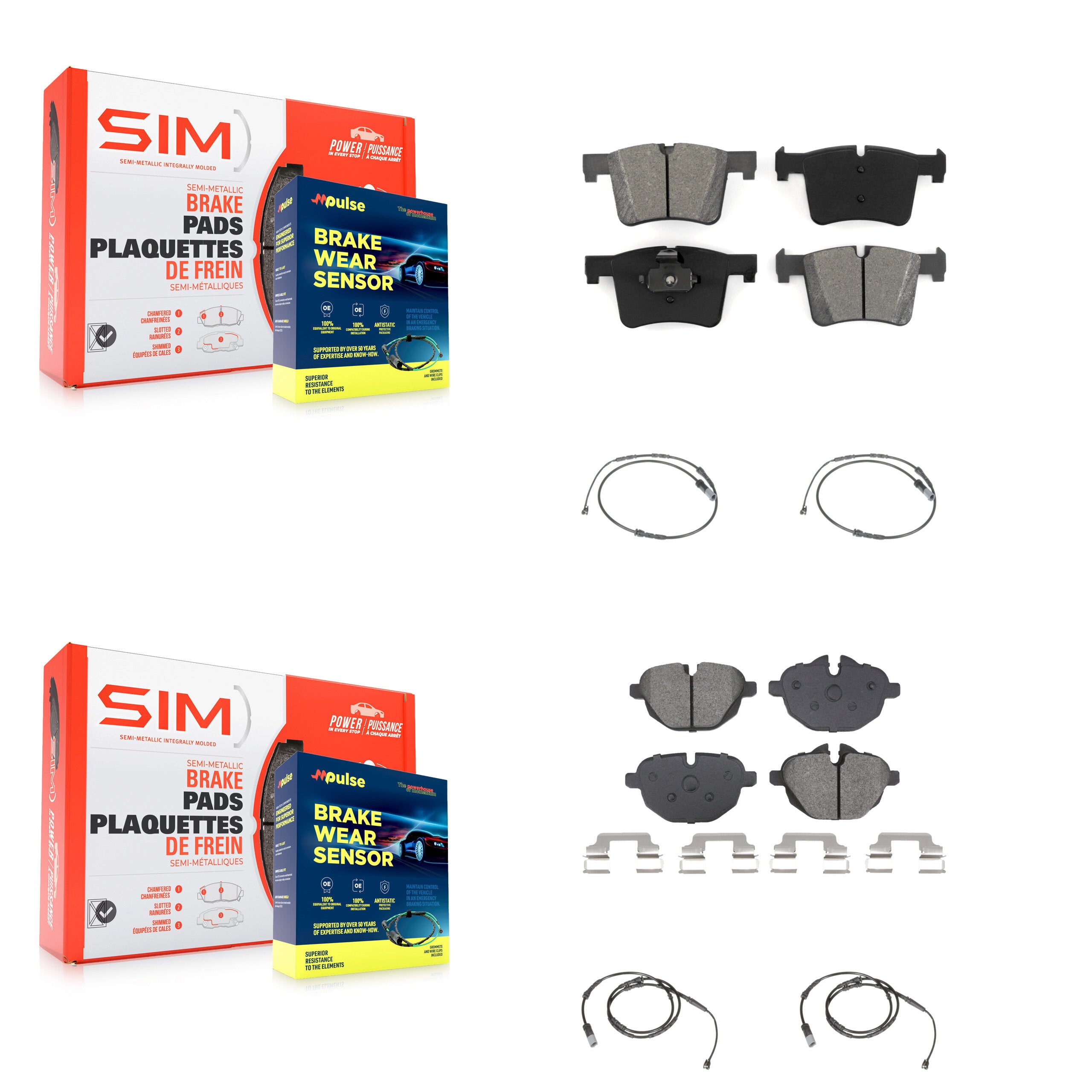 Front Rear Semi-Metallic Disc Brake Pads And Wear Sensors Kit For BMW X3 X4 KSW-100719