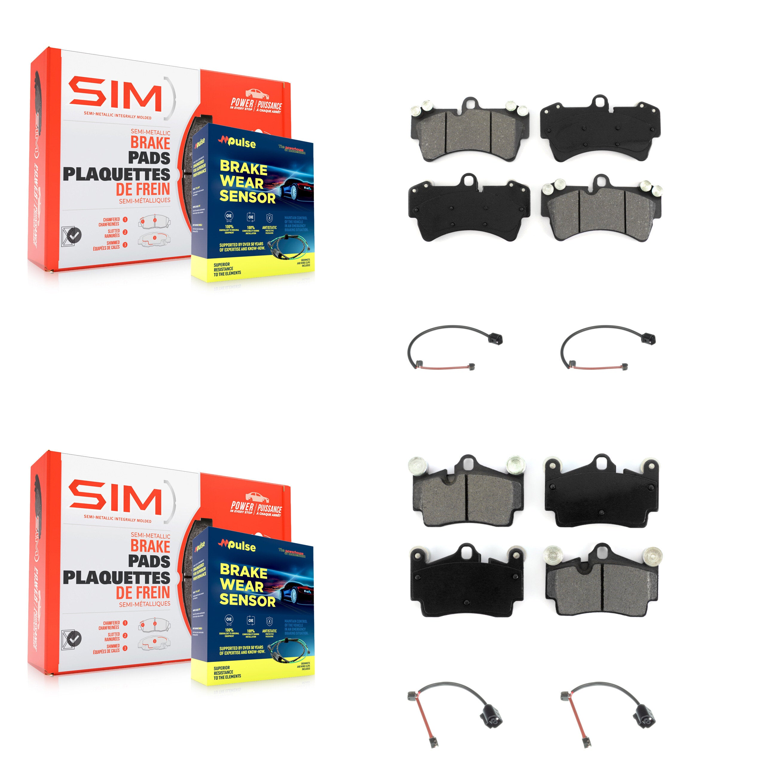 Front Rear Semi-Metallic Disc Brake Pads And Wear Sensors Kit For Audi Q7 Porsche Cayenne KSW-100724