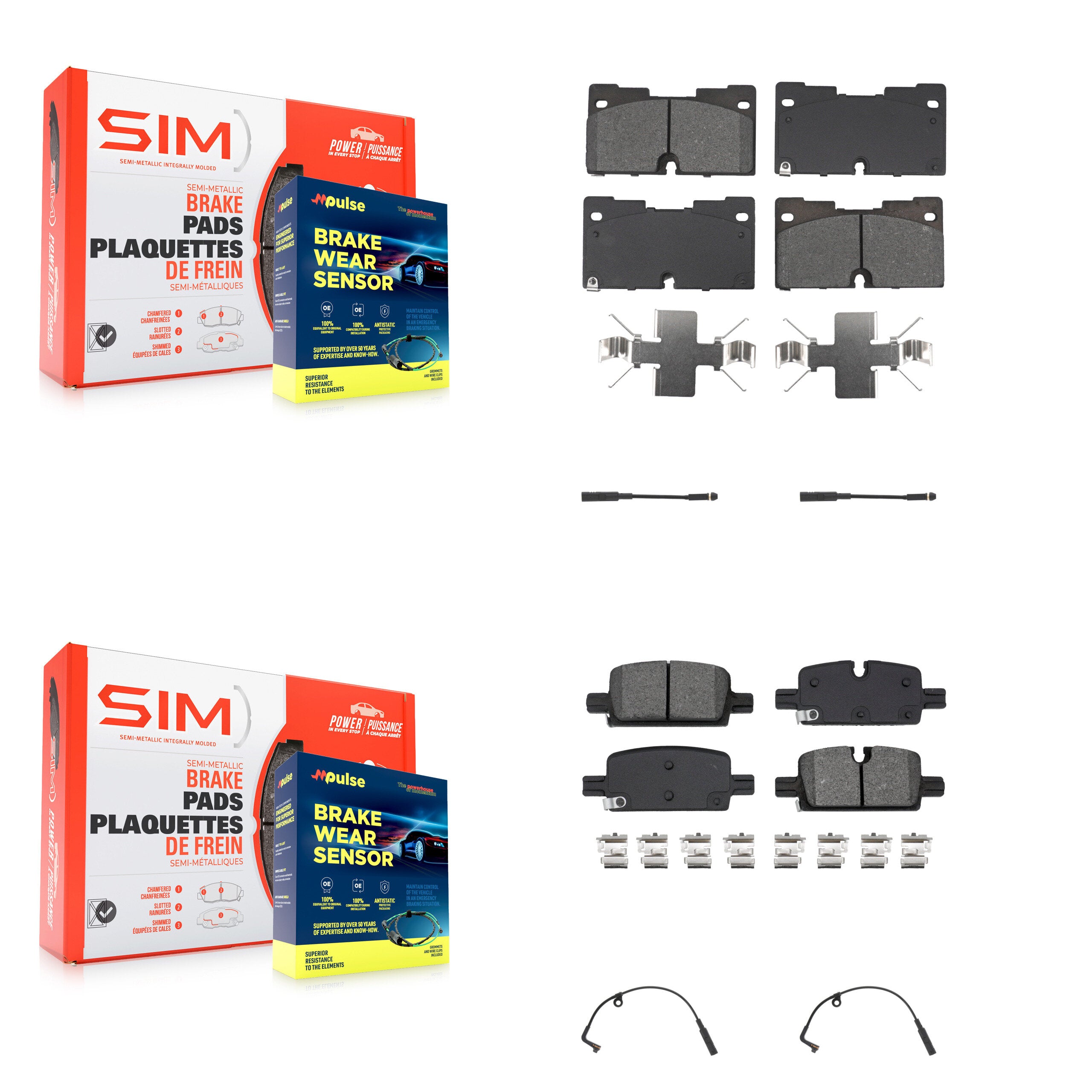 Front Rear Semi-Metallic Brake Pad Wear Sensor Kit For GMC Chevrolet Silverado 1500 Yukon KSW-100728