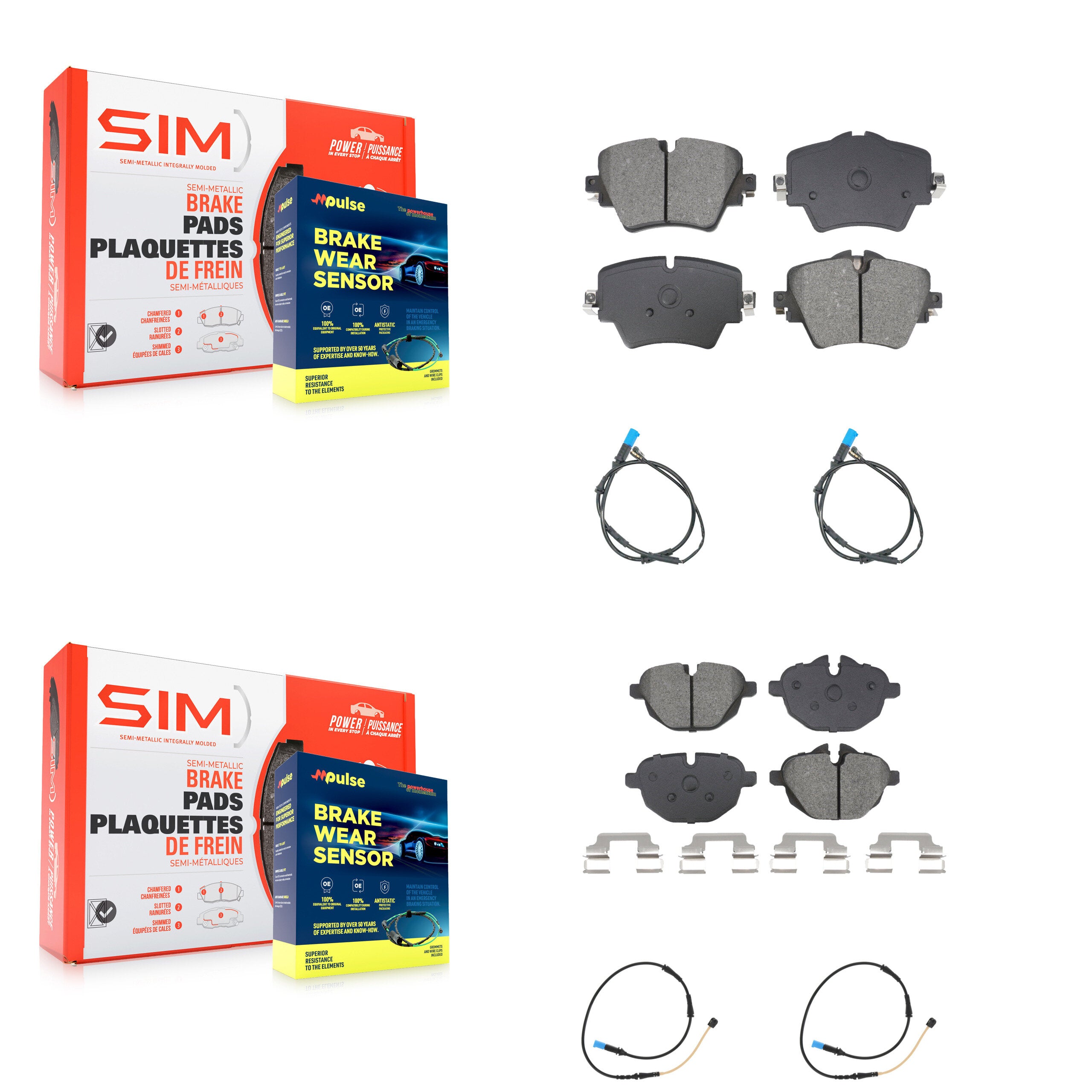Front Rear Semi-Metallic Disc Brake Pads And Wear Sensors Kit For BMW X4 KSW-100732
