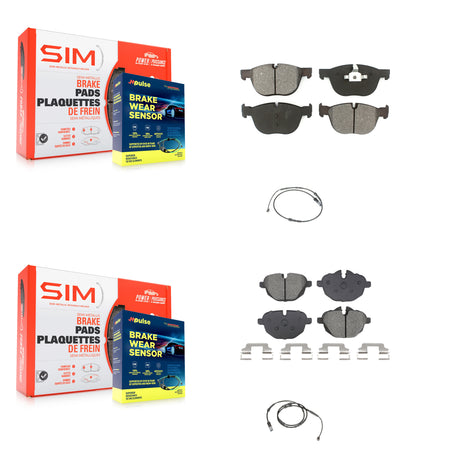 Front Rear Semi-Metallic Disc Brake Pads And Wear Sensors Kit For 2016-2018 BMW X4 M40i KSW-100734