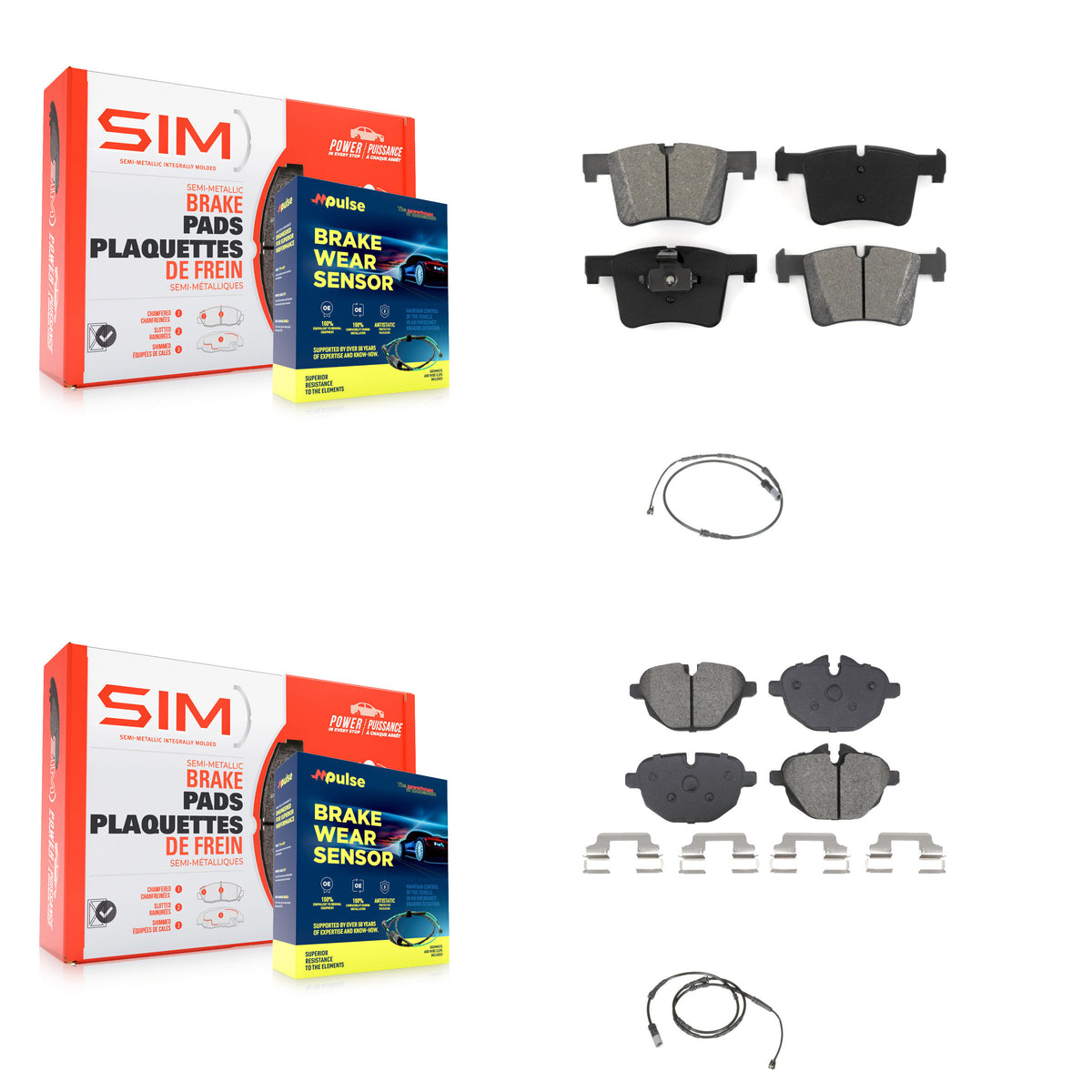 Front Rear Semi-Metallic Disc Brake Pads And Wear Sensors Kit For BMW X3 X4 KSW-100735