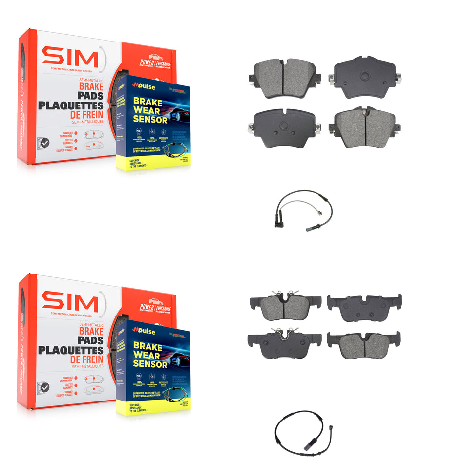 Front Rear Semi-Metallic Brake Pad & Wear Sensor Kit For BMW X1 Mini Cooper Countryman X2 KSW-100740