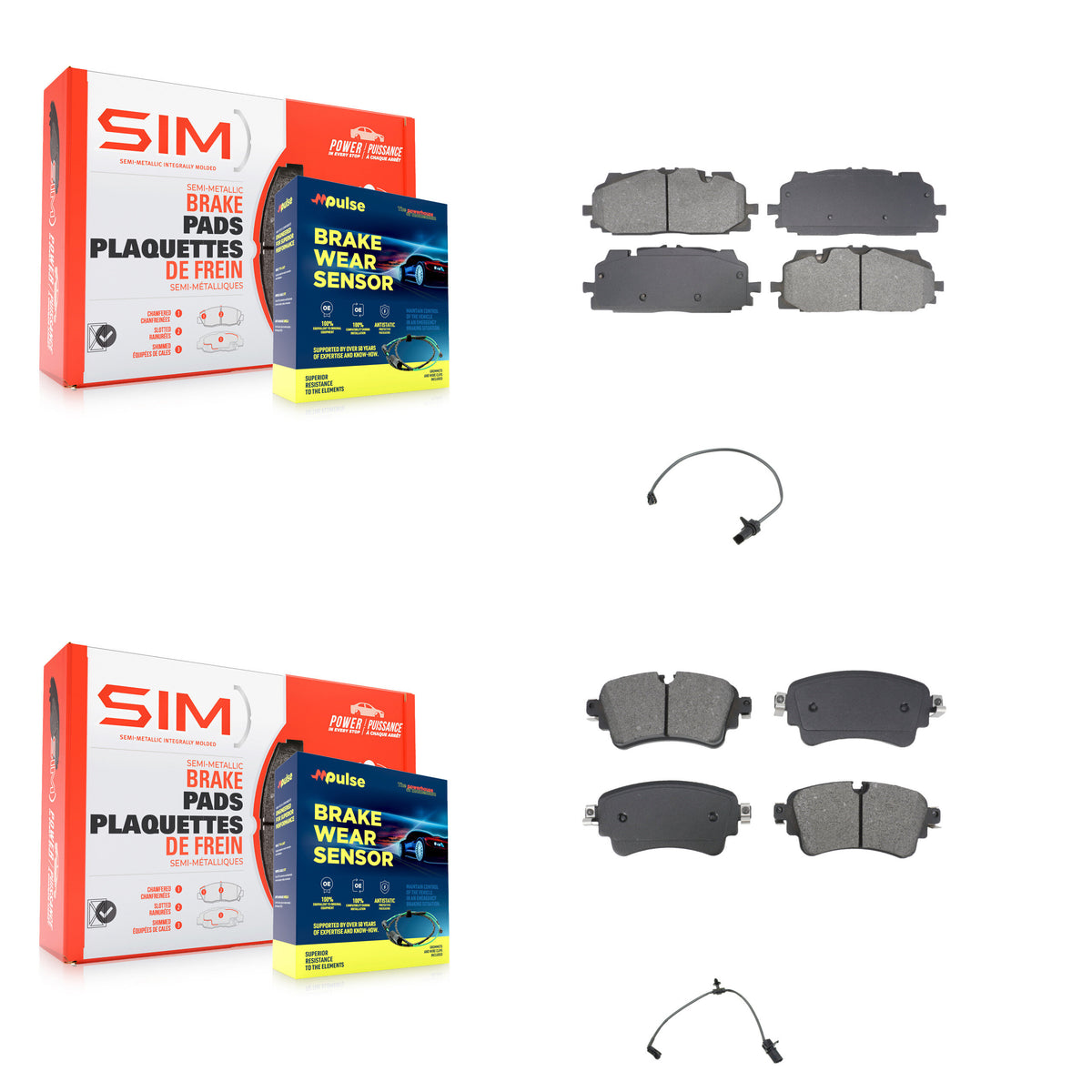 Front Rear Semi-Metallic Disc Brake Pads And Wear Sensors Kit For Audi S5 Sportback S4 KSW-100745