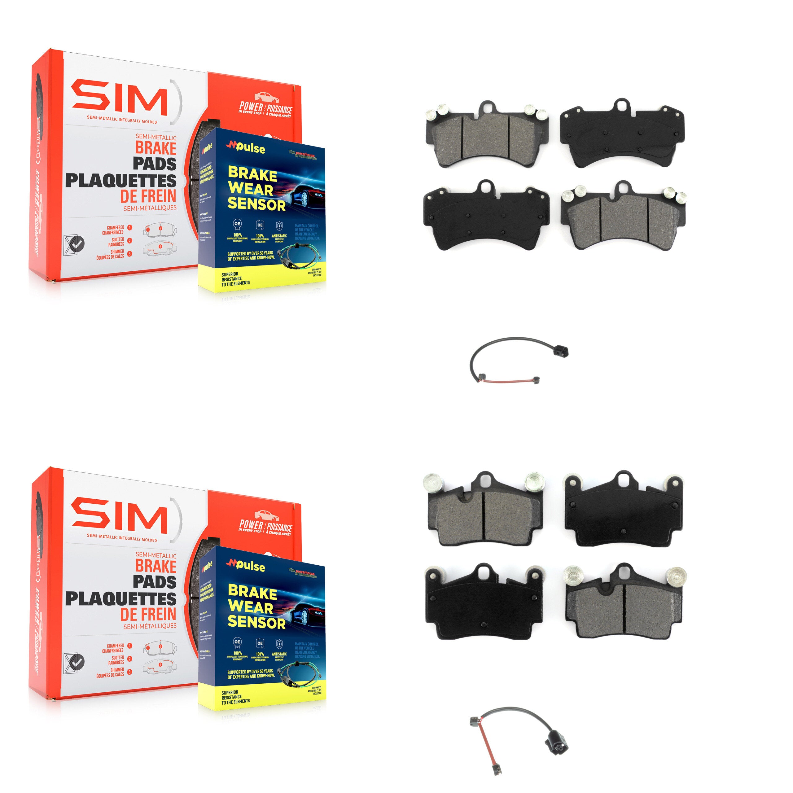 Front Rear Semi-Metallic Disc Brake Pads And Wear Sensors Kit For Audi Q7 Porsche Cayenne KSW-100749