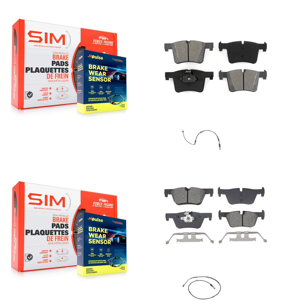 Front Rear Semi-Metallic Disc Brake Pad And Wear Sensor Kit For BMW 320i xDrive 328d 2.0L KSW-100751