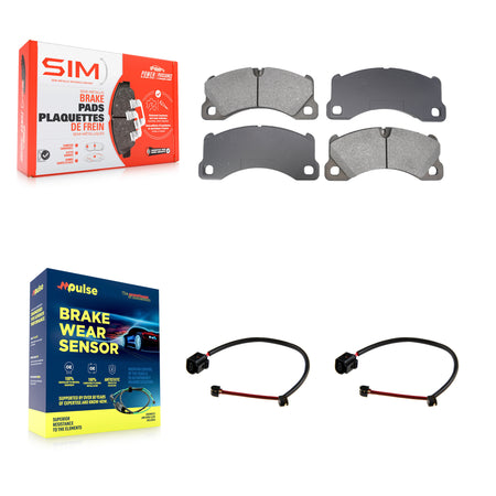 Front Semi-Metallic Disc Brake Pads And Wear Sensors Kit For Porsche Cayenne KSW-100757