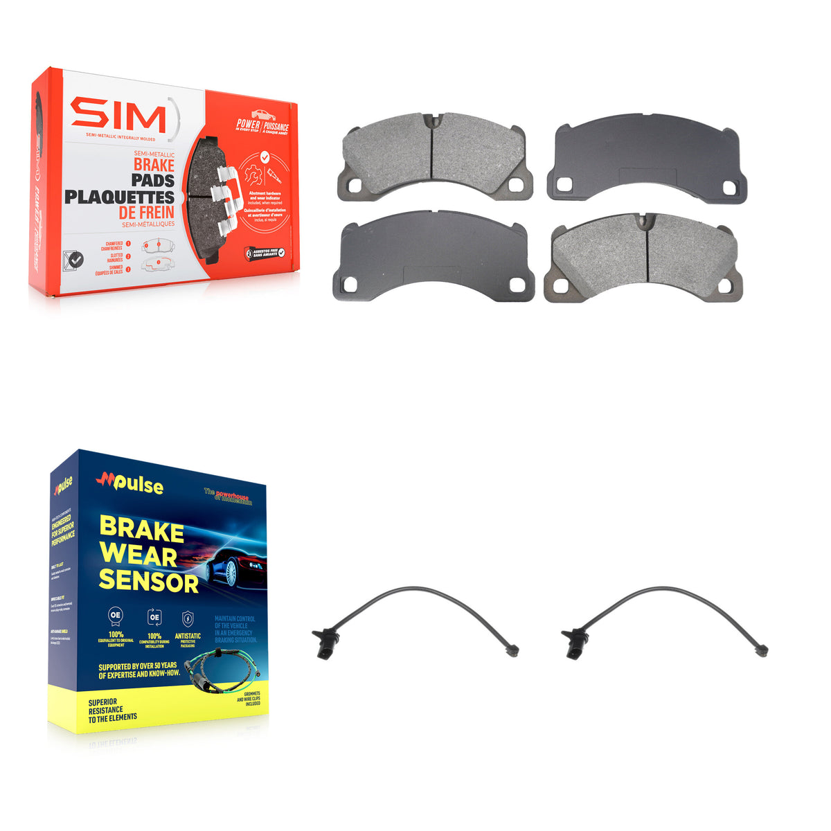 Front Semi-Metallic Disc Brake Pad Wear Sensor Kit For Porsche Macan except Ceramic Rotor KSW-100761