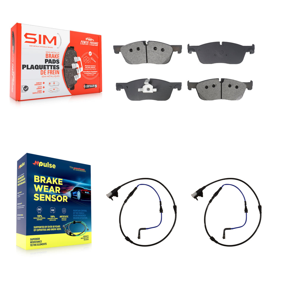 Front Semi-Metallic Disc Brake Pads And Wear Sensors Kit For Jaguar XE XF KSW-100768