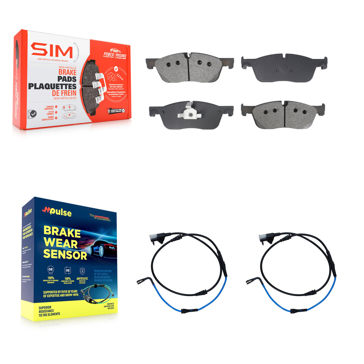 Front Semi-Metallic Disc Brake Pads And Wear Sensors Kit For Jaguar XE XF KSW-100773