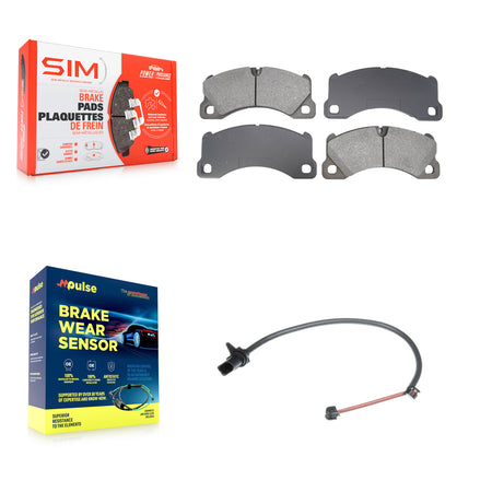 Front Semi-Metallic Disc Brake Pad & Wear Sensor Kit For Porsche Macan with Ceramic Rotor KSW-100782