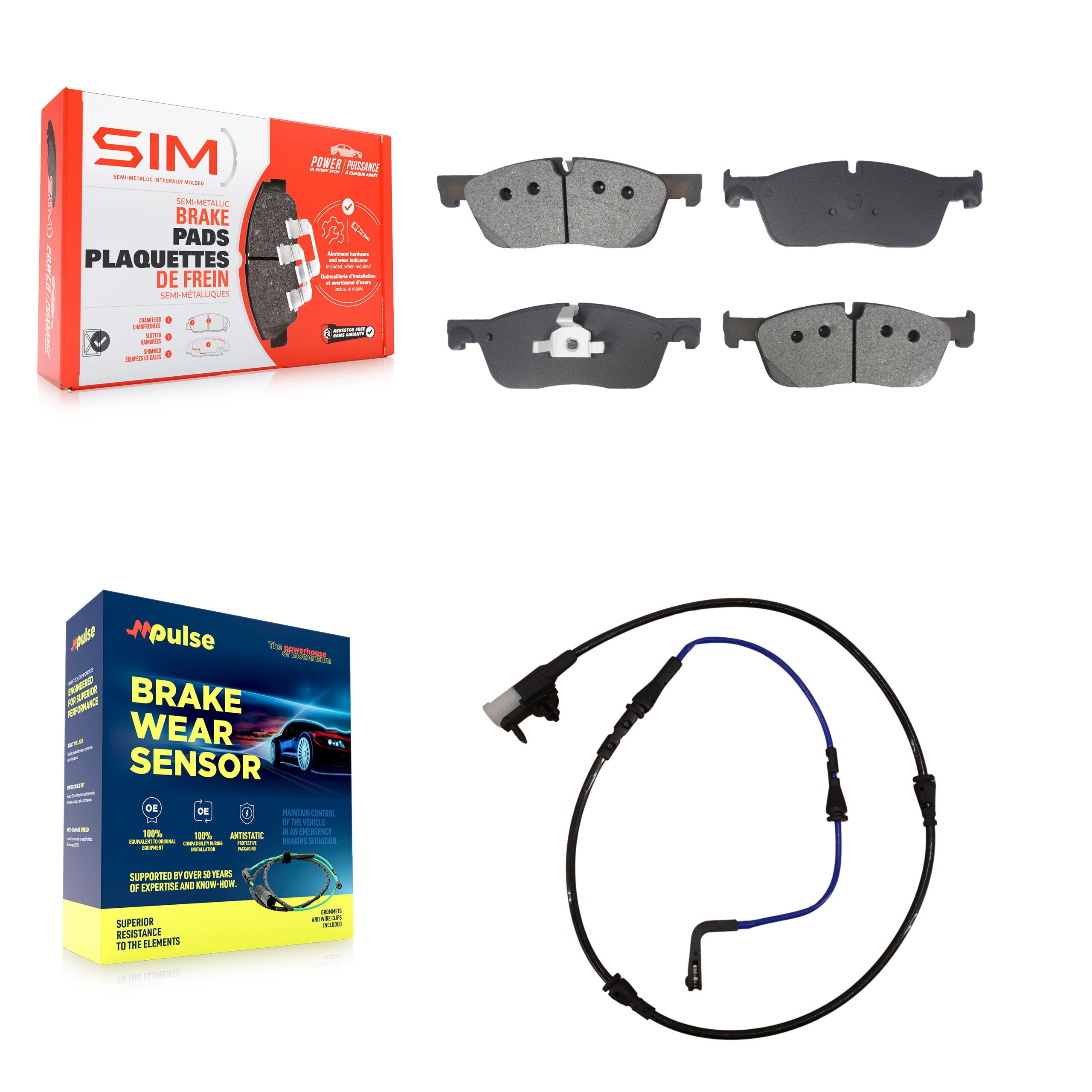 Front Semi-Metallic Disc Brake Pads And Wear Sensors Kit For Jaguar XE XF KSW-100793