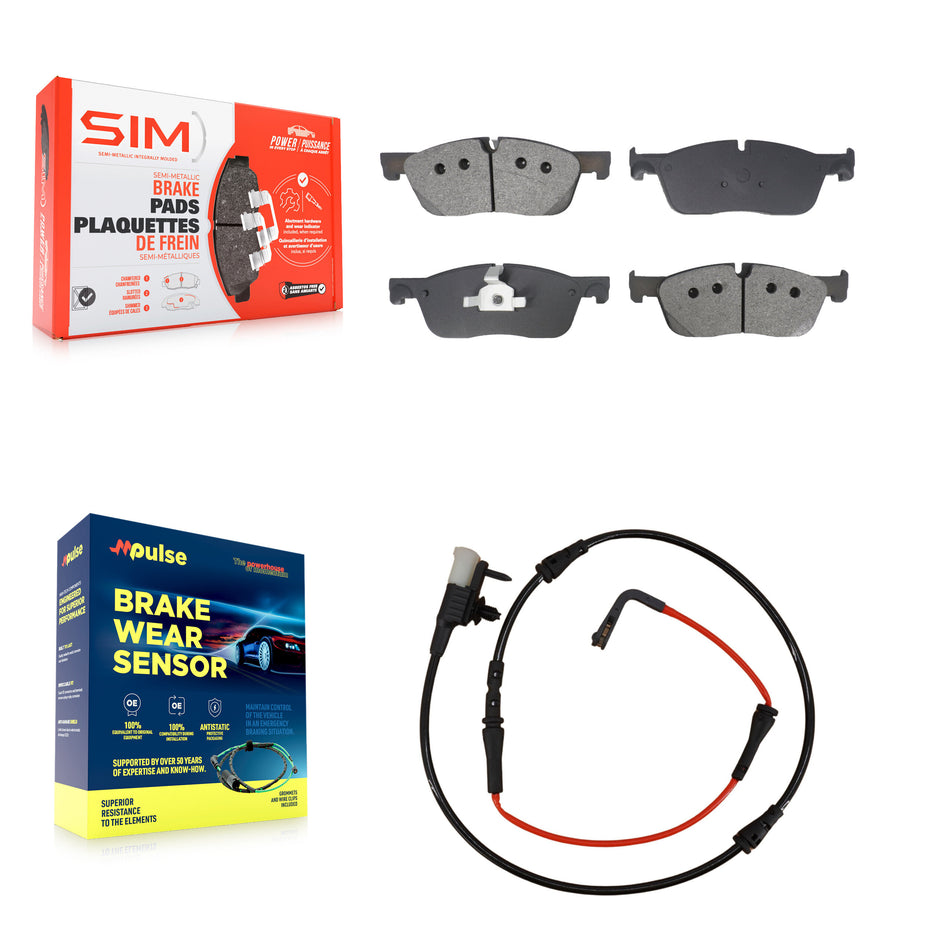 Front Semi-Metallic Disc Brake Pads And Wear Sensors Kit For Jaguar XE KSW-100794