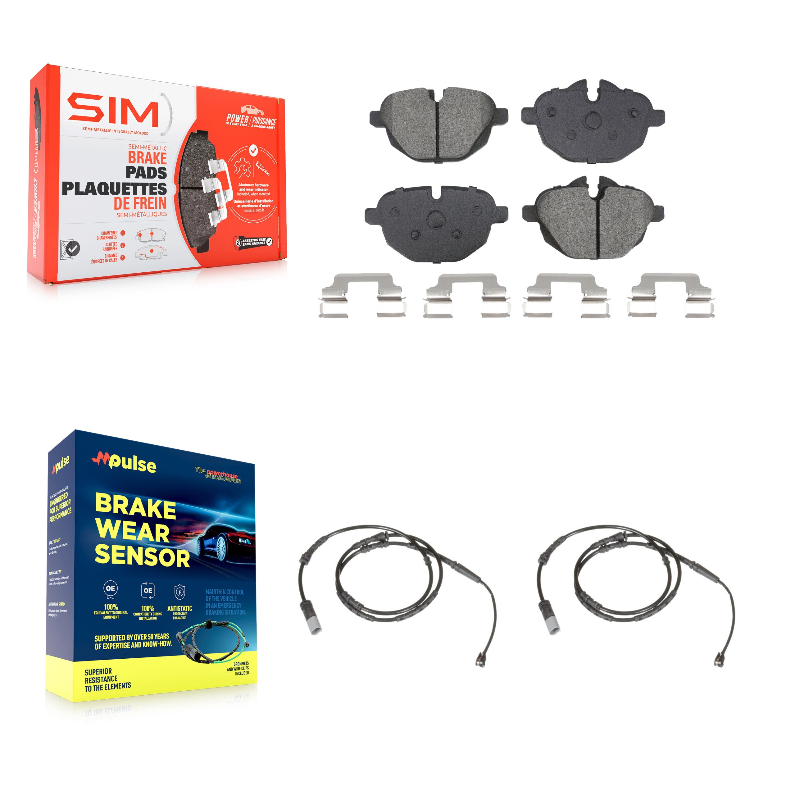 Rear Semi-Metallic Disc Brake Pads And Wear Sensors Kit For BMW X3 X4 KSW-100806