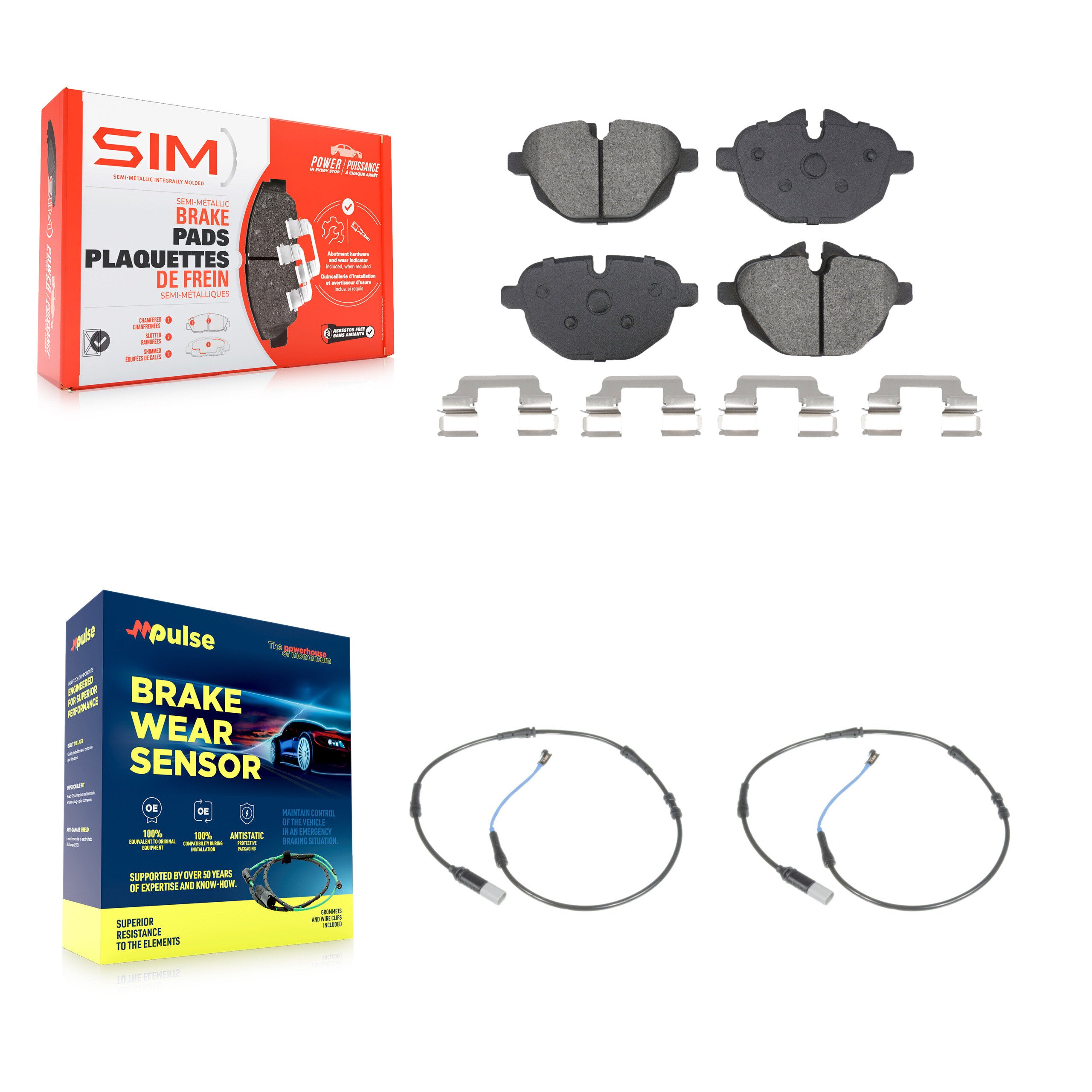 Rear Semi-Metallic Brake Pad Wear Sensor Kit For BMW 535i xDrive 528i 535d ActiveHybrid 5 KSW-100810