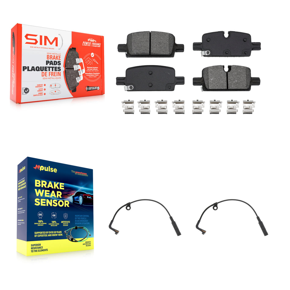 Rear Semi-Metallic Brake Pad & Wear Sensor Kit For GMC Chevrolet Silverado 1500 Sierra XL KSW-100811
