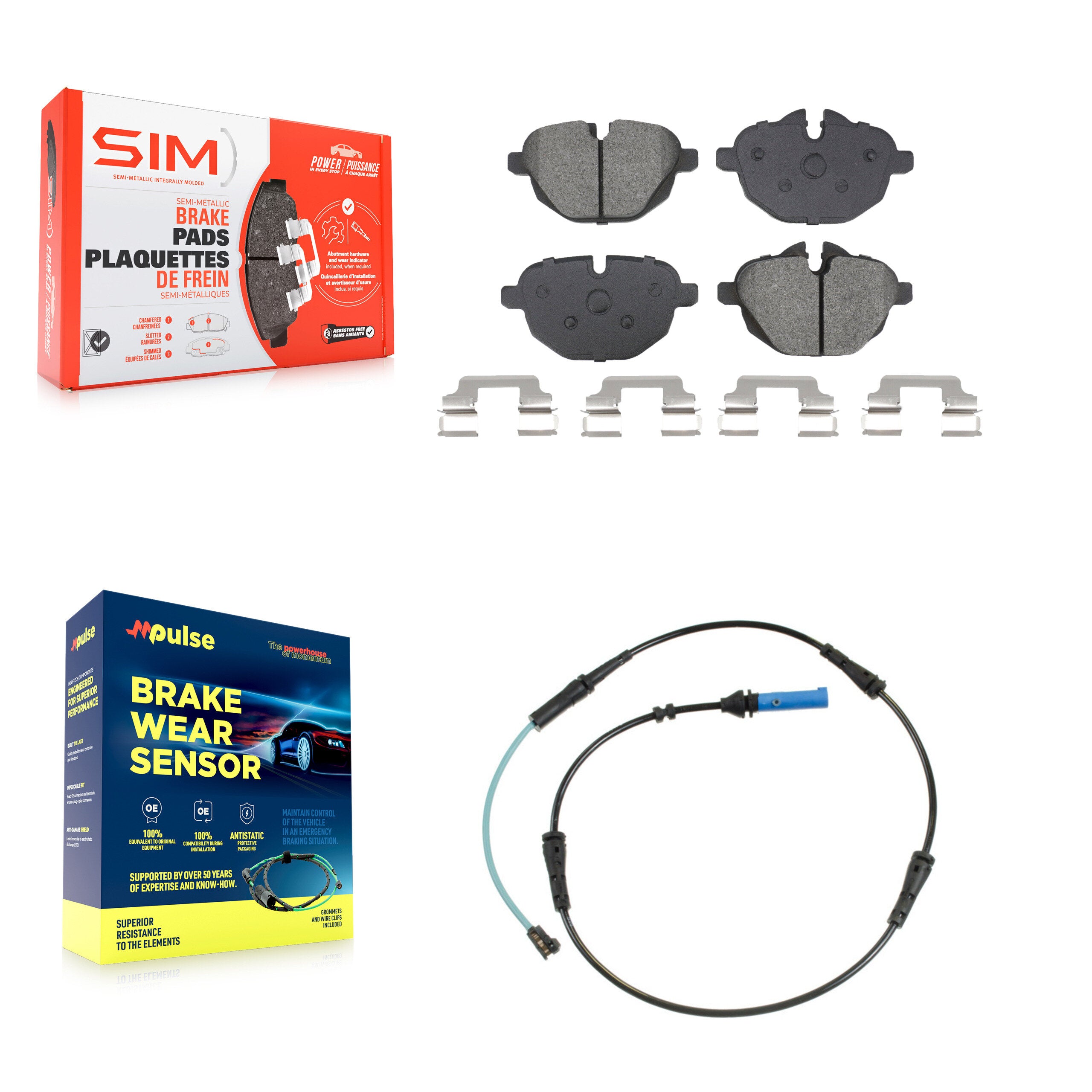 Rear Semi-Metallic Disc Brake Pads And Wear Sensors Kit For BMW 530i xDrive 530e 540d KSW-100824