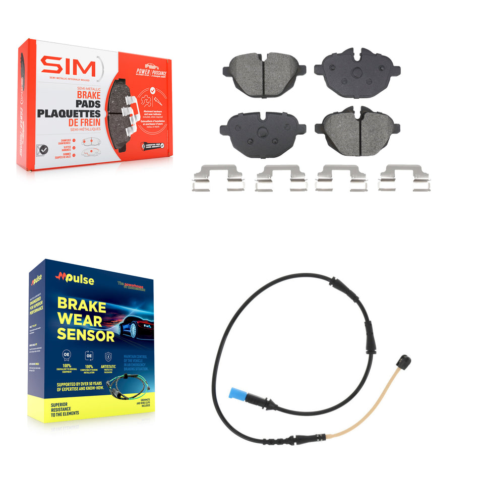 Rear Semi-Metallic Disc Brake Pads And Wear Sensors Kit For BMW X4 KSW-100826