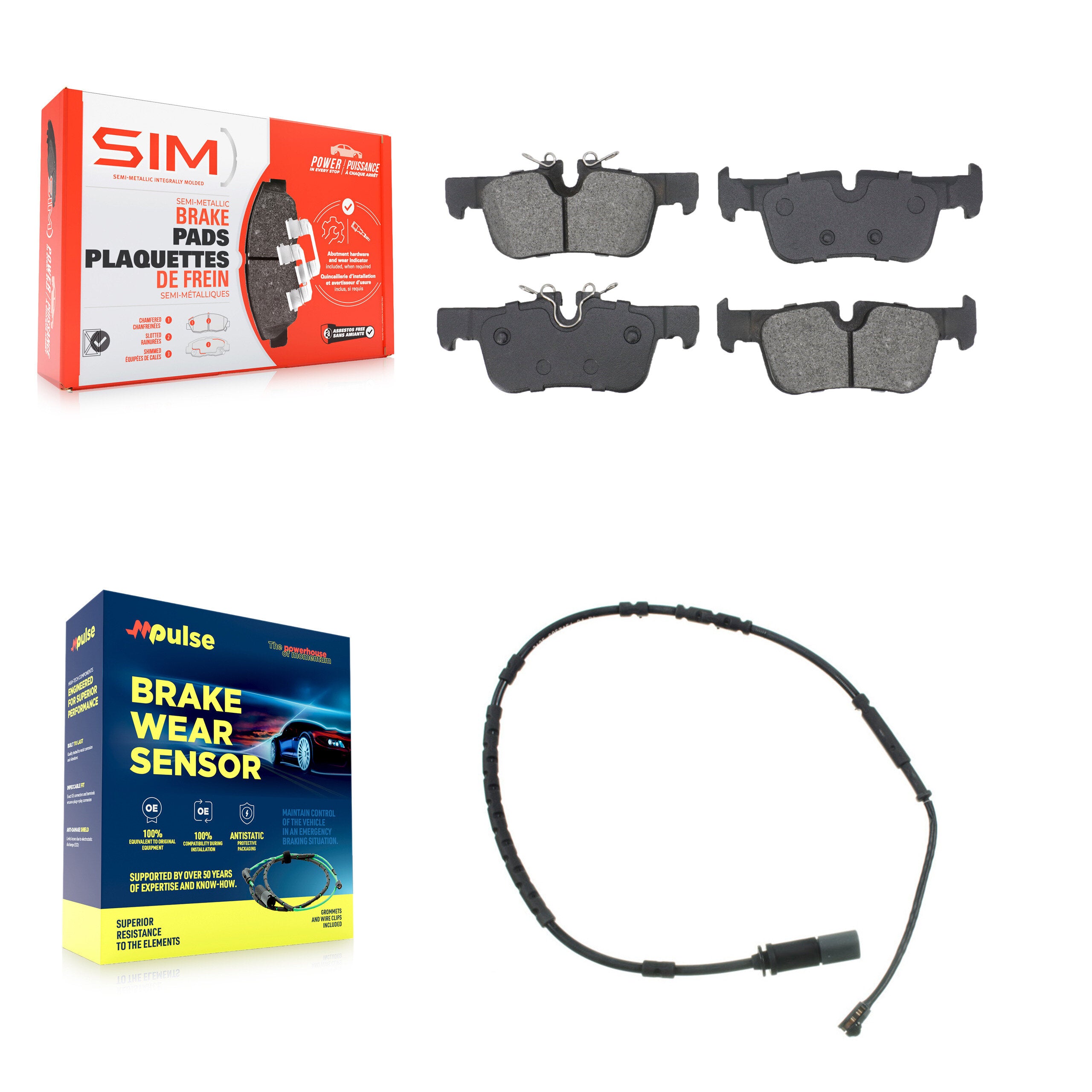 Rear Semi-Metallic Disc Brake Pads And Wear Sensors Kit For BMW i3 i3s KSW-100827