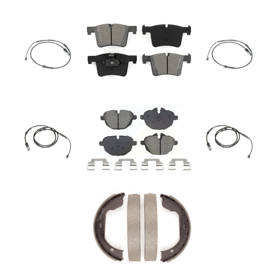 Front Rear Semi-Metallic Disc Brake Pad & Wear Sensor Kit (7Pc) For 2011 BMW X3 xDrive28i KSW-100834