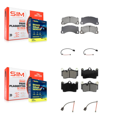 Front Rear Semi-Metallic Disc Brake Pads And Wear Sensors Kit For Porsche Cayenne KSW-100843