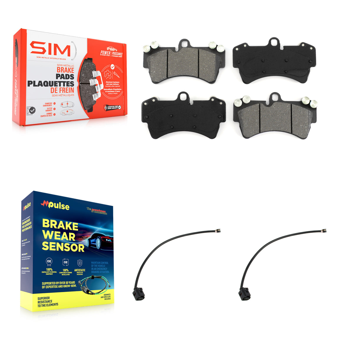 Front Semi-Metallic Brake Pads & Wear Sensor Kit For Audi Q7 with Ceramic Composite KSW-100849