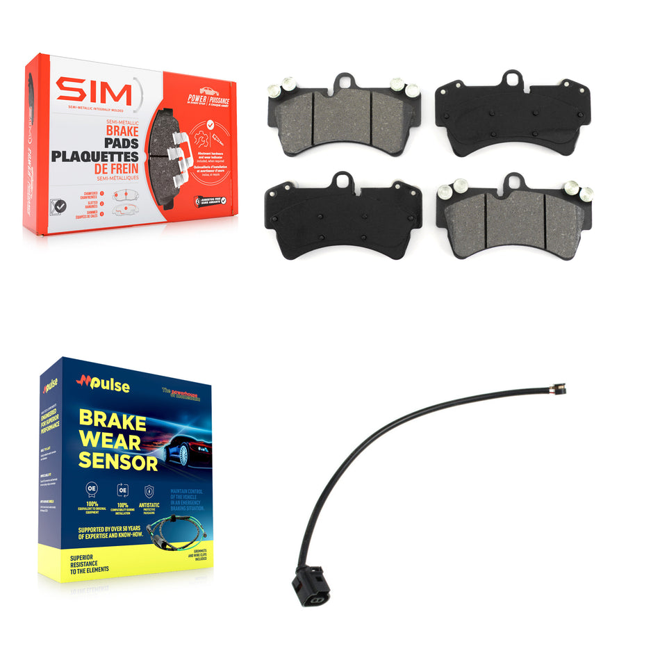 Front Semi-Metallic Brake Pads & Wear Sensor Kit For Audi Q7 with Ceramic Composite KSW-100853