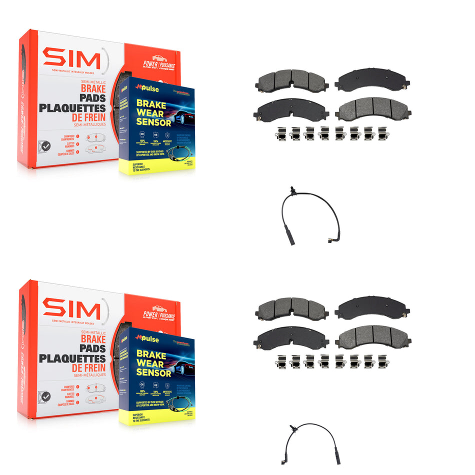 Front Rear Semi-Metallic Brake Pads Wear Sensor Kit For GMC Chevrolet Sierra 2500 HD 3500 KSW-100857