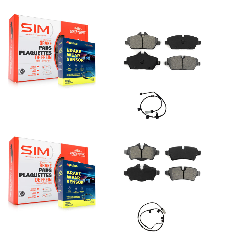 Front Rear Semi-Metallic Disc Brake Pads And Wear Sensors Kit For Mini Cooper KSW-100860
