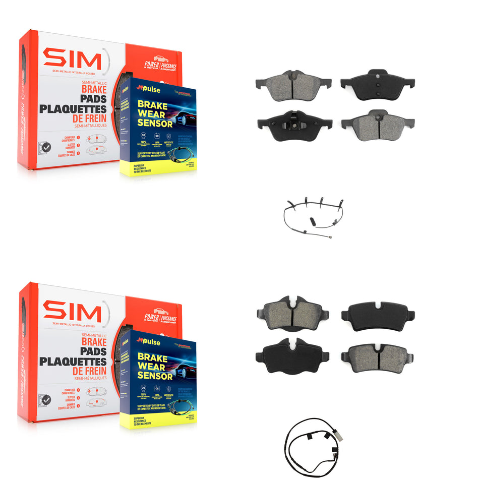 Front Rear Semi-Metallic Disc Brake Pads And Wear Sensors Kit For Mini Cooper KSW-100866