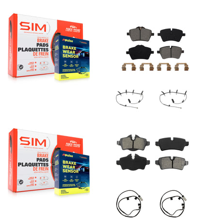 Front Rear Semi-Metallic Disc Brake Pads And Wear Sensors Kit For Mini Cooper KSW-100874