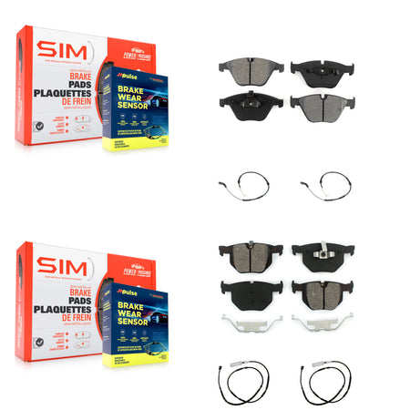 Front Rear Semi-Metallic Brake Pads & Wear Sensor Kit For 2013 BMW X1 xDrive35i with 3.0L KSW-100878