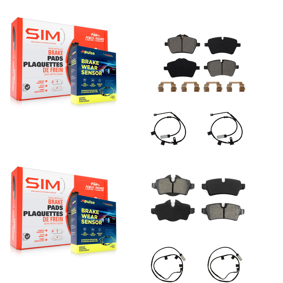 Front Rear Semi-Metallic Disc Brake Pads And Wear Sensors Kit For Mini Cooper KSW-100880