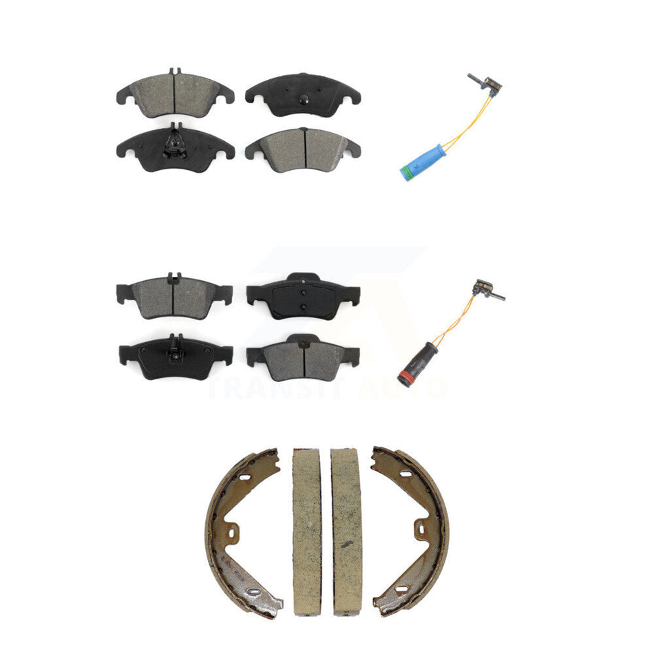 Front Rear Semi-Metallic Disc Brake Pads And Wear Sensor Kit (5Pc) For Mercedes-Benz E400 KSW-100893