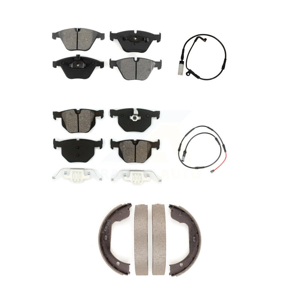 Front Rear Semi-Metallic Brake Pad & Wear Sensor Kit (5Pc) For 09-10 BMW 528i xDrive 3.0L KSW-100896