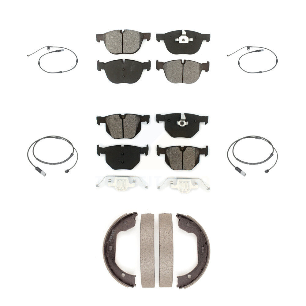 Front Rear Semi-Metallic Brake Pad & Wear Sensor Kit (7Pc) For BMW X5 xDrive35d with 3.0L KSW-100899