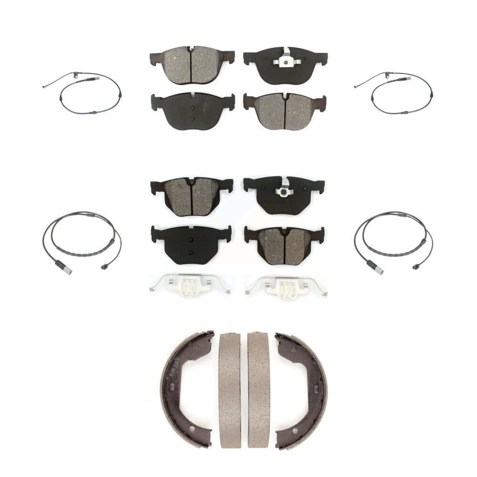 Front Rear Semi-Metallic Brake Pad & Wear Sensor Kit (7Pc) For BMW X5 xDrive35d with 3.0L KSW-100899