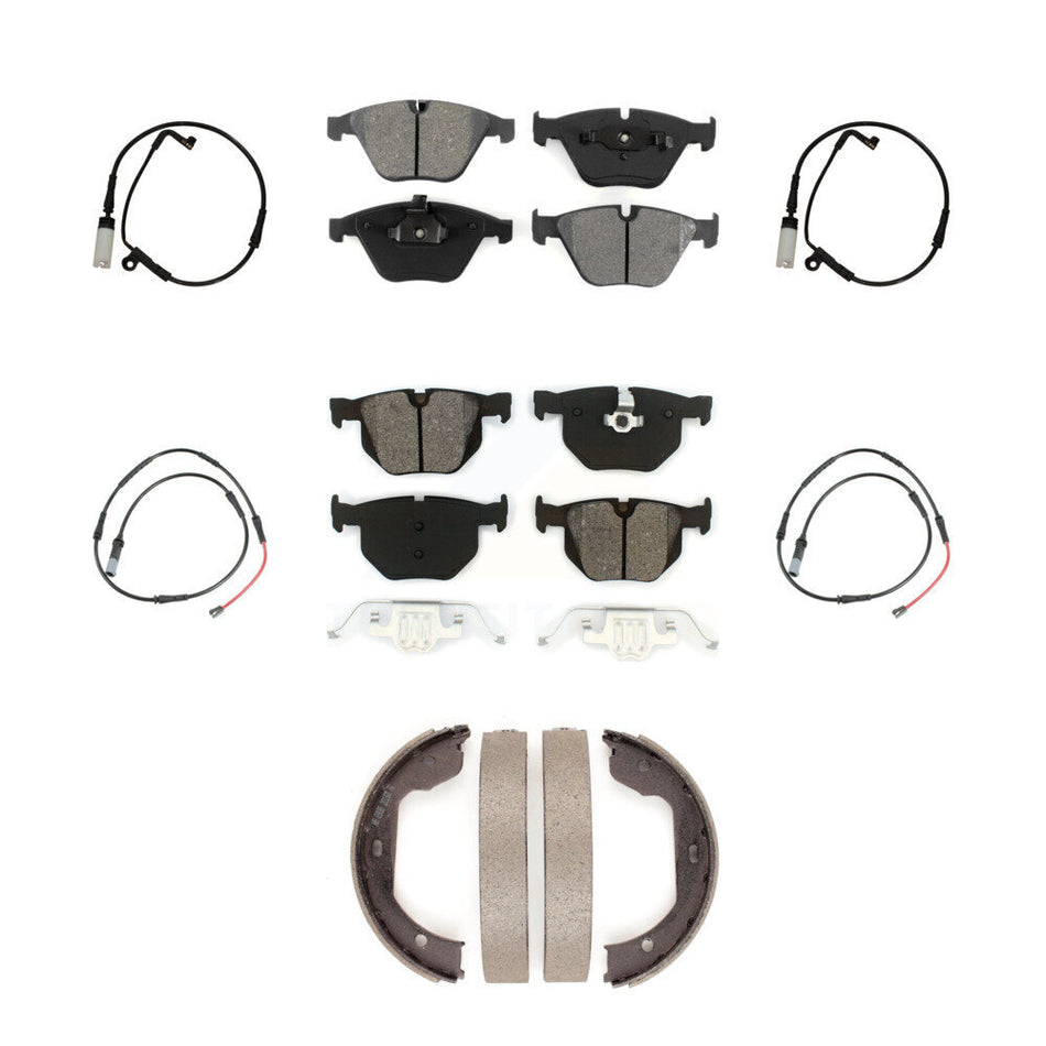 Front Rear Semi-Metallic Brake Pad & Wear Sensor Kit (7Pc) For 09-10 BMW 528i xDrive 3.0L KSW-100910