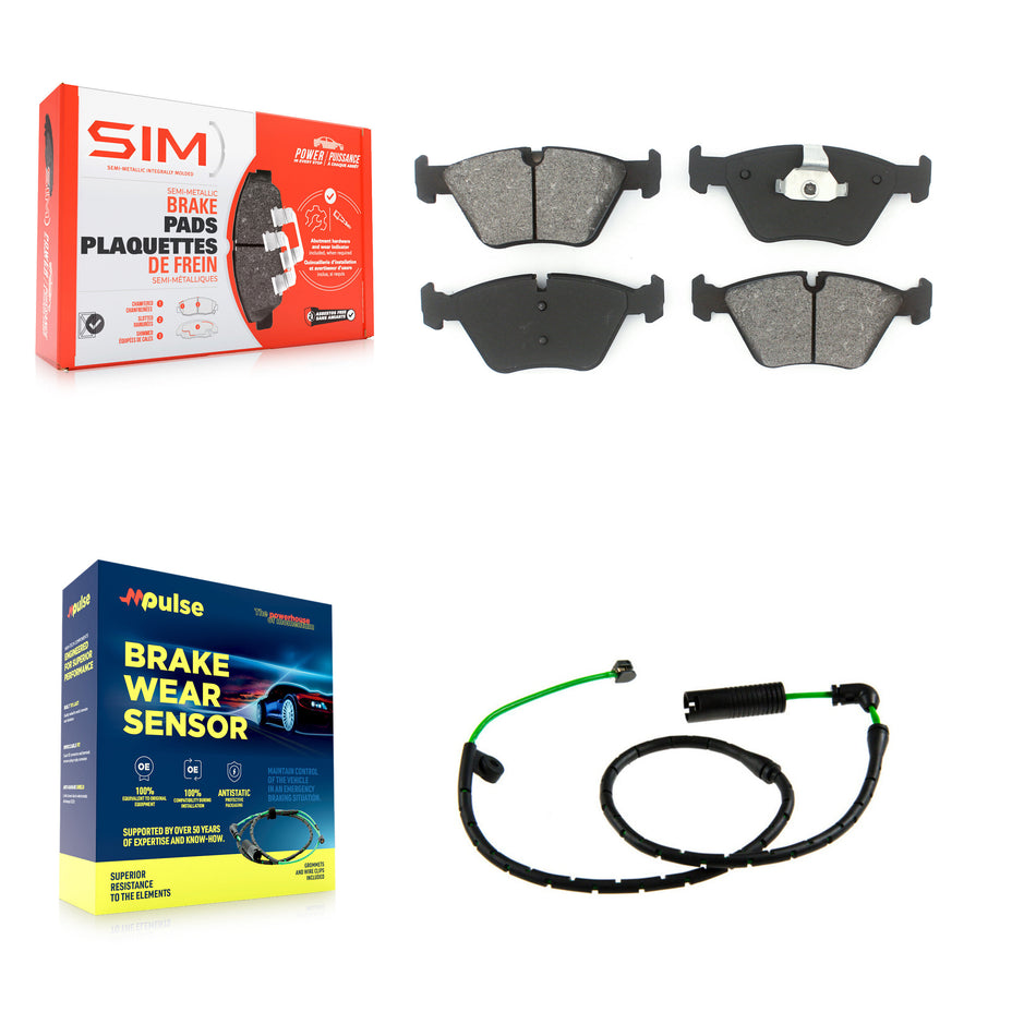 Front Semi-Metallic Disc Brake Pads And Wear Sensors Kit For BMW X3 3.0L KSW-100914